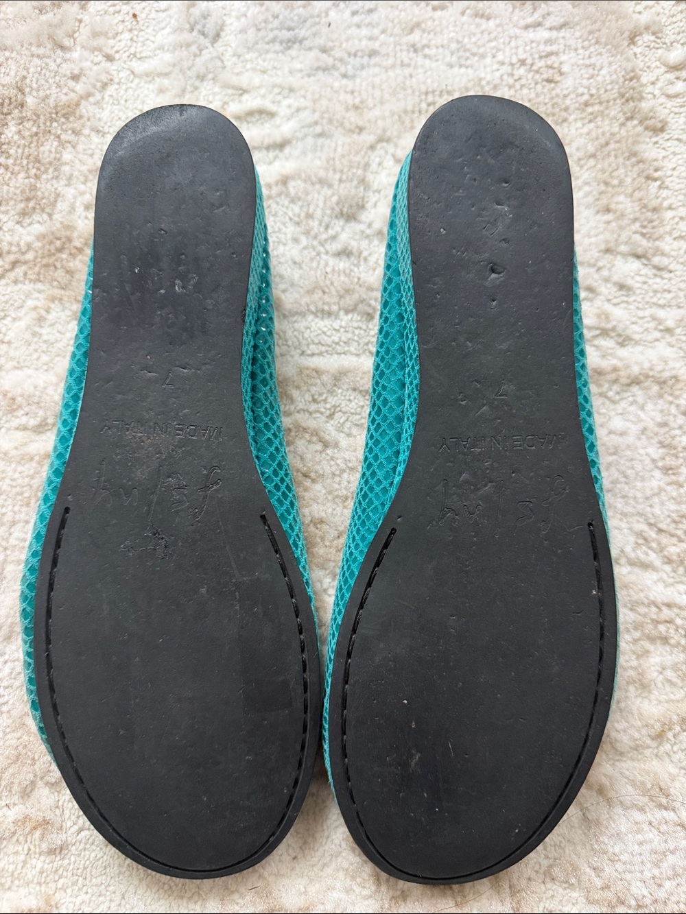 fs/ny Teal Snake-Textured Women's Ballet Flats - Picture 6 of 7